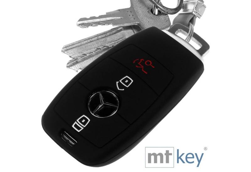mt-key Schlüsseltasche Autoschlüssel Softcase Silikon Schutzhülle Schwarz, für Mercedes Benz E-Klasse W213 S213 C238 A238 3 Tasten KEYLESS von mt-key