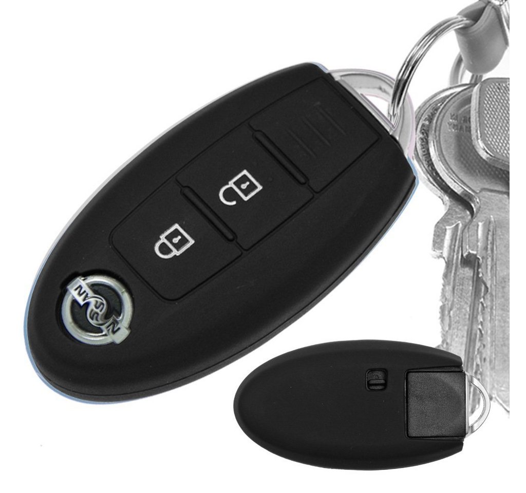 mt-key Schlüsseltasche Autoschlüssel Softcase Silikon Schutzhülle Schwarz, für Nissan Juke Micra Note Qashqai Pulsar X-Trail Leaf 3 Knopf KEYLESS von mt-key