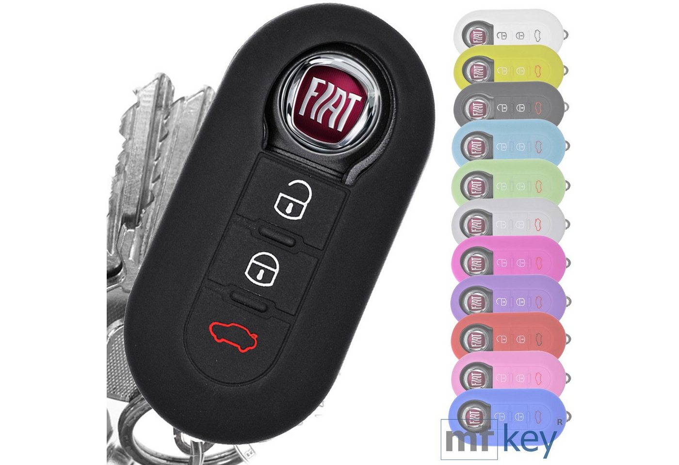 mt-key Schlüsseltasche Autoschlüssel Softcase Silikon Schutzhülle Schwarz, für VW POLO Golf Touran Tiguan SEAT Ibiza Leon SKODA Fabia Octavia von mt-key