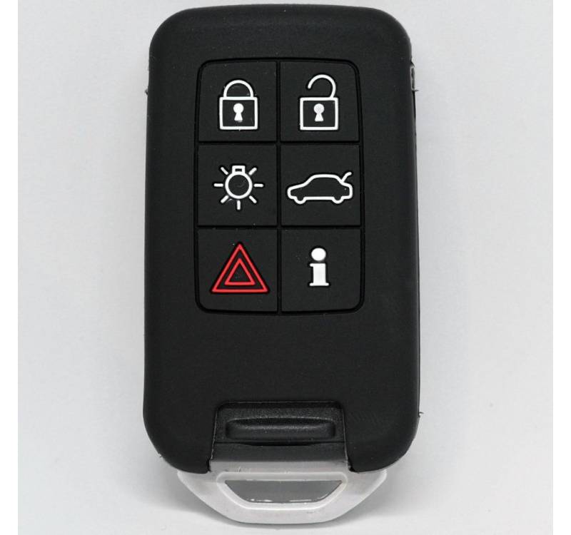 mt-key Schlüsseltasche Autoschlüssel Softcase Silikon Schutzhülle Schwarz, für Volvo XC70 V70 S60 S80 Smartkey 6 Tasten KEYLESS SMARTKEY von mt-key
