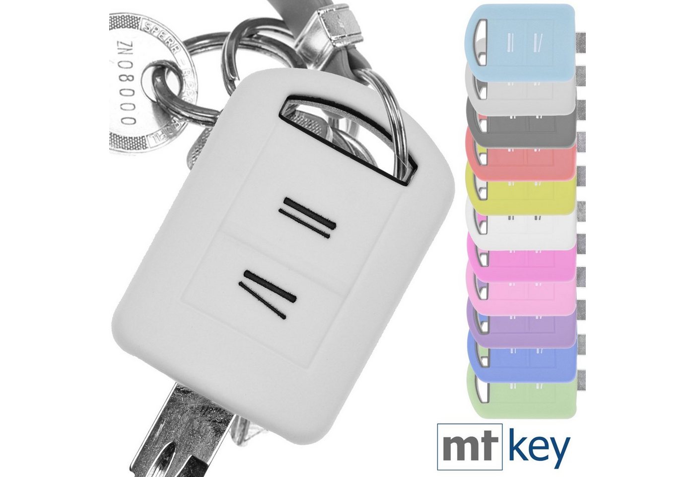 mt-key Schlüsseltasche Autoschlüssel Softcase Silikon Schutzhülle Weiß, Opel Combo C Corsa C Meriva A Tigra TwinTop von mt-key