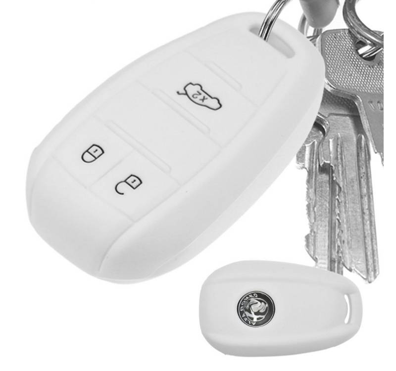 mt-key Schlüsseltasche Autoschlüssel Softcase Silikon Schutzhülle Weiß, für ALFA Romeo Giulia Stelvio Giulietta 3 Tasten KEYLESS SMARTKEY von mt-key