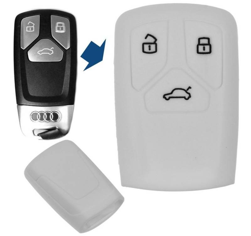 mt-key Schlüsseltasche Autoschlüssel Softcase Silikon Schutzhülle Weiß, für Audi A4 S4 Q7 Q5 TT RS A5 S5 3 Tasten Smartkey mt-key Schlüsseltasche Autoschlüssel Softcase Silikon Schutzhülle Weiß, für Audi A4 S4 Q7 Q5 TT RS A5 S5 3 Tasten Smartkey von mt-key