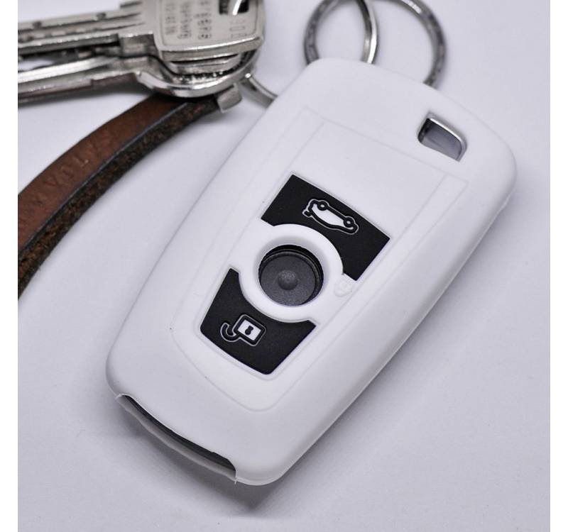 mt-key Schlüsseltasche Autoschlüssel Softcase Silikon Schutzhülle Weiß, für BMW F20 F13 F30 F31 F32 F33 F22 1er 2er 3er 4er 3 Tasten KEYLESS von mt-key