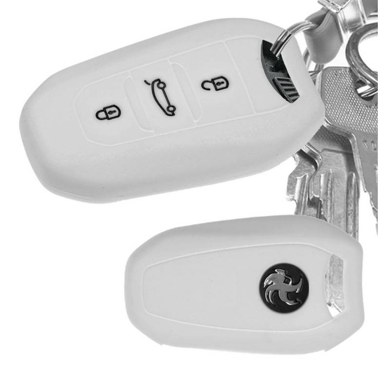 mt-key Schlüsseltasche Autoschlüssel Softcase Silikon Schutzhülle Weiß, für Citroen C4 DS4 DS6 DS5 DS7 Peugeot 208 508 2008 4008 KEYLESS von mt-key