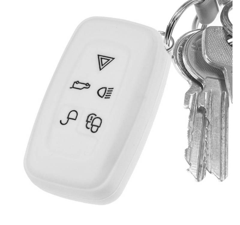 mt-key Schlüsseltasche Autoschlüssel Softcase Silikon Schutzhülle Weiß, für Land Rover Range Rover LR4 5 Tasten KEYLESS SMARTKEY von mt-key