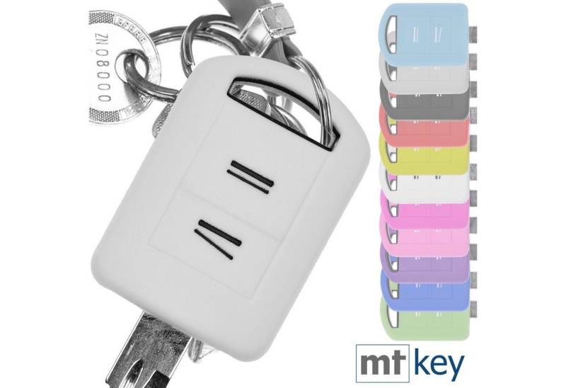 mt-key Schlüsseltasche Autoschlüssel Softcase Silikon Schutzhülle Weiß, für Opel Combo C Corsa C Meriva A Tigra TwinTop von mt-key
