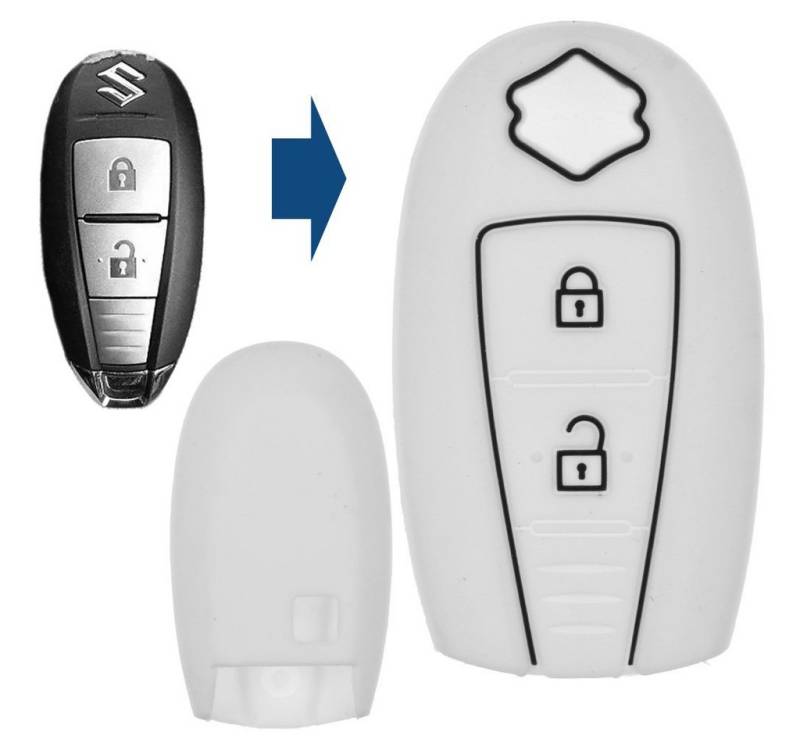 mt-key Schlüsseltasche Autoschlüssel Softcase Silikon Schutzhülle Weiß, für Suzuki Swift Vitara Ignis Jimny Baleno SX4 2 Tasten KEYLESS mt-key Schlüsseltasche Autoschlüssel Softcase Silikon Schutzhülle Weiß, für Suzuki Swift Vitara Ignis Jimny Baleno SX4 2 Tasten KEYLESS von mt-key