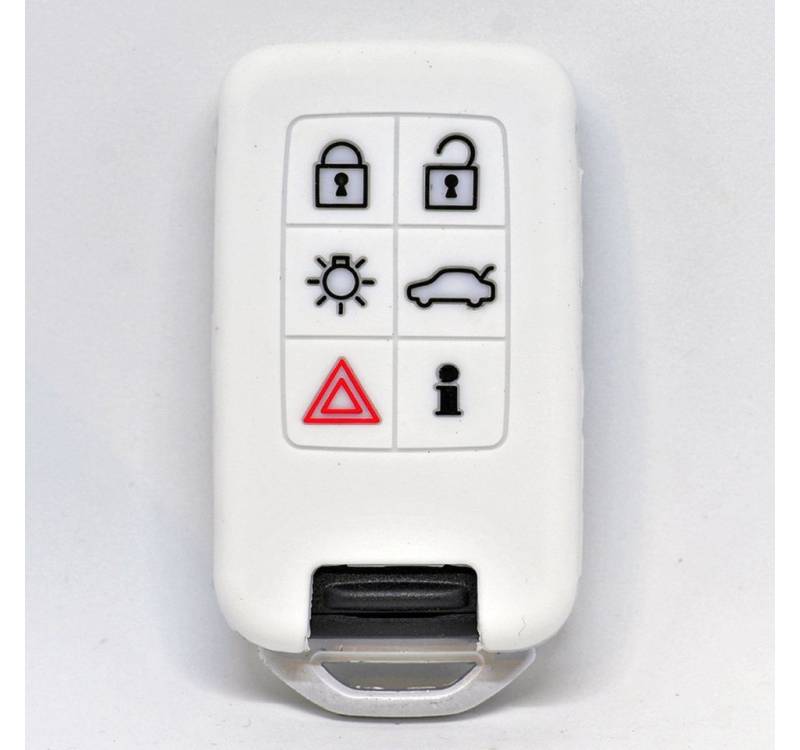 mt-key Schlüsseltasche Autoschlüssel Softcase Silikon Schutzhülle Weiß, für Volvo XC70 V70 S60 S80 Smartkey 6 Tasten KEYLESS SMARTKEY von mt-key