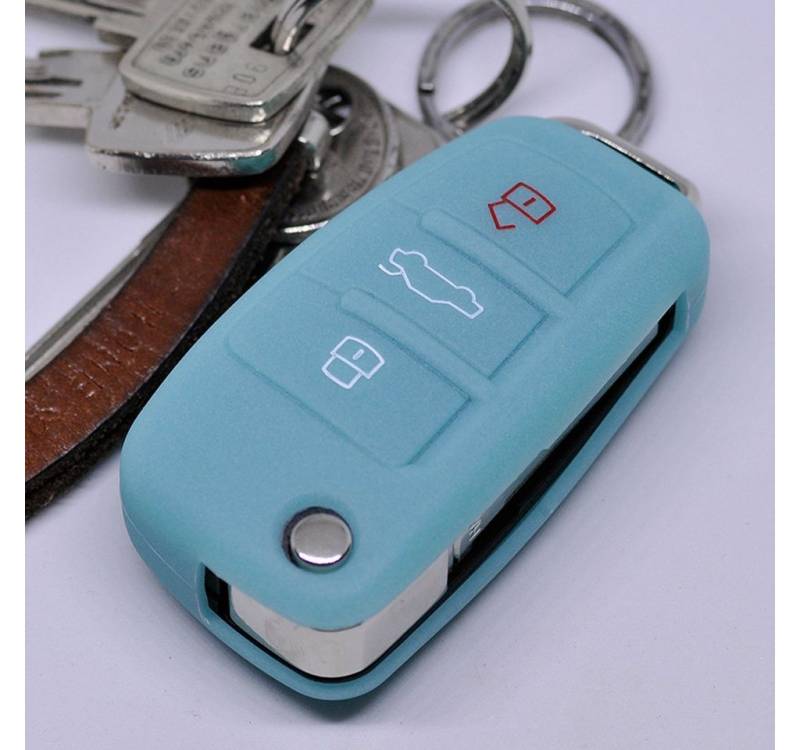 mt-key Schlüsseltasche Autoschlüssel Softcase Silikon Schutzhülle fluoreszierend Blau, für Audi A1 S1 A3 S3 A4 A6 S6 TT Q3 Q7 R8 8P 8V B7 C6 8J 8U 4L 8X mt-key Schlüsseltasche Autoschlüssel Softcase Silikon Schutzhülle fluoreszierend Blau, für Audi A1 S1 A3 S3 A4 A6 S6 TT Q3 Q7 R8 8P 8V B7 C6 8J 8U 4L 8X von mt-key