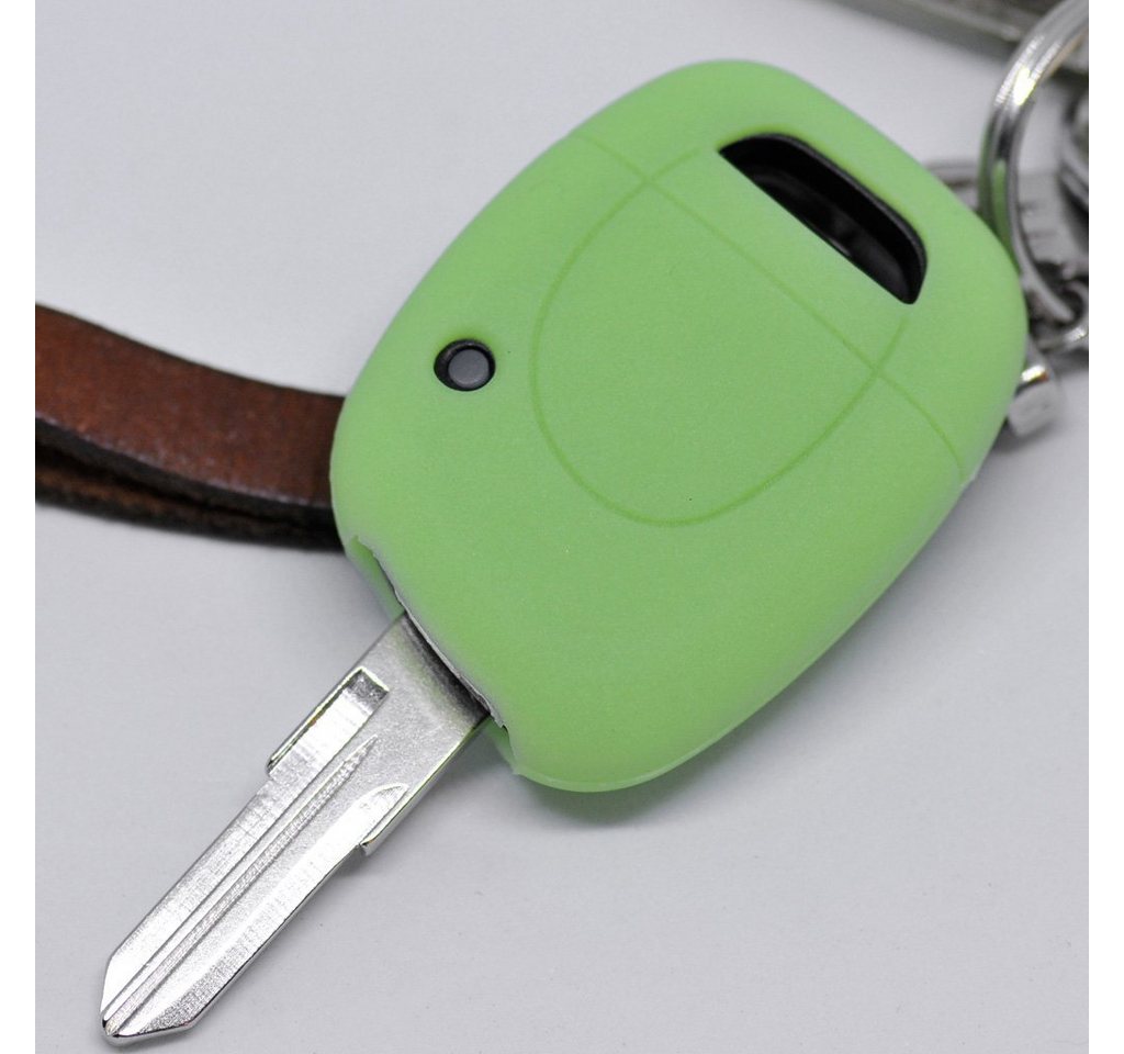 mt-key Schlüsseltasche Autoschlüssel Softcase Silikon Schutzhülle fluoreszierend Grün, Renault Clio Twingo Kangoo 1 Tasten Funk Fernbedienung von mt-key