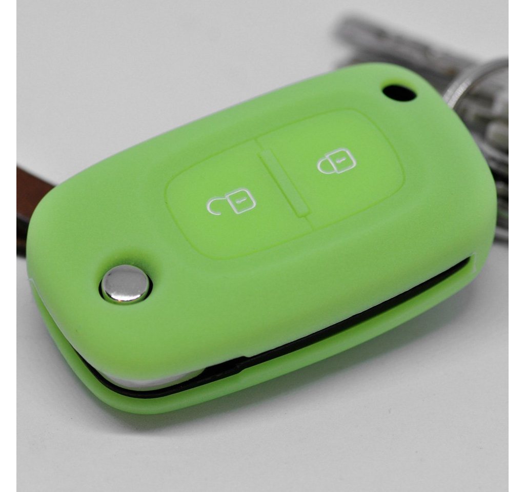 mt-key Schlüsseltasche Autoschlüssel Softcase Silikon Schutzhülle fluoreszierend Grün, Renault Kangoo Smart Forfour Clio III Twingo Mercedes Benz Citan von mt-key