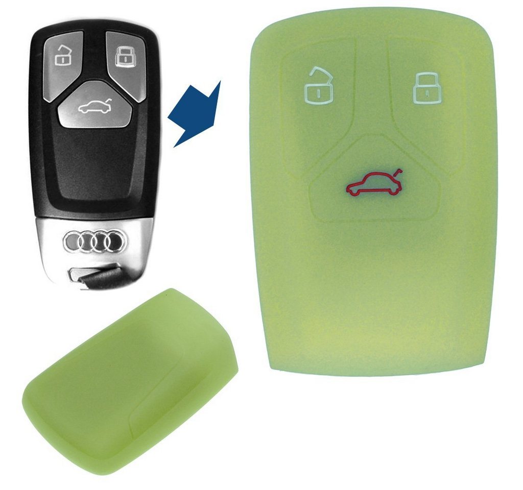mt-key Schlüsseltasche Autoschlüssel Softcase Silikon Schutzhülle fluoreszierend Grün, für Audi A4 S4 Q7 Q5 TT RS A5 S5 3 Tasten KEYLESS SMARTKEY mt-key Schlüsseltasche Autoschlüssel Softcase Silikon Schutzhülle fluoreszierend Grün, für Audi A4 S4 Q7 Q5 TT RS A5 S5 3 Tasten KEYLESS SMARTKEY von mt-key