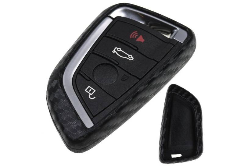 mt-key Schlüsseltasche Autoschlüssel Softcase Silikon Schutzhülle im Carbon Look, für BMW X5 F15 X6 F16 2er F45 F46 X1 F48 3 Tasten KEYLESS SMARTKEY von mt-key