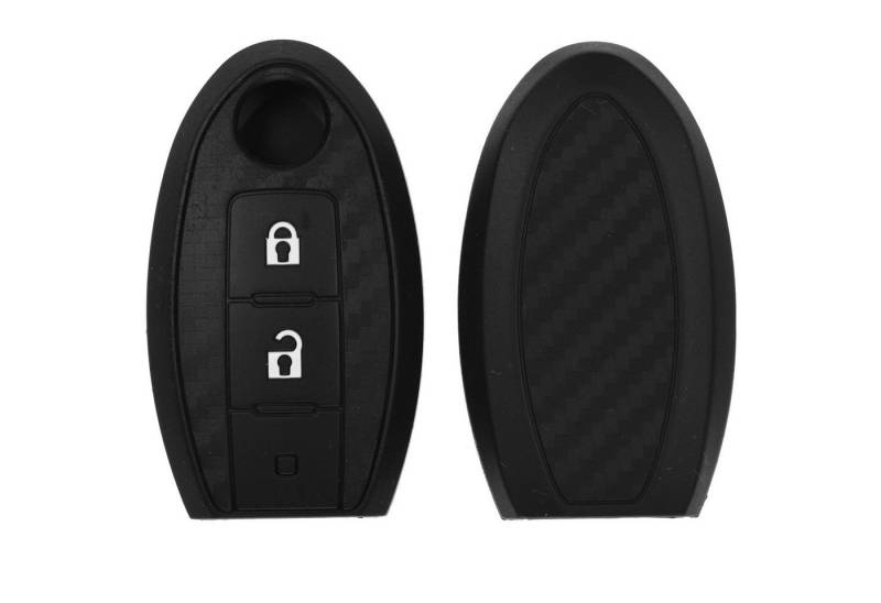 mt-key Schlüsseltasche Autoschlüssel Softcase Silikon Schutzhülle im Carbon Look, für Nissan Juke Micra Note Qashqai Pulsar X-Trail Leaf 3 Knopf KEYLESS von mt-key