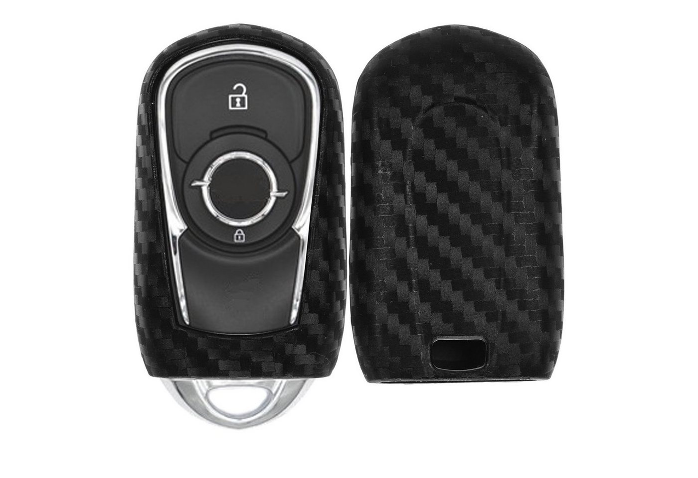 mt-key Schlüsseltasche Autoschlüssel Softcase Silikon Schutzhülle im Carbon Look, für OPEL Astra K Insignia B Corsa E Zafira GTC Mokka X 3 Knopf KEYLESS von mt-key