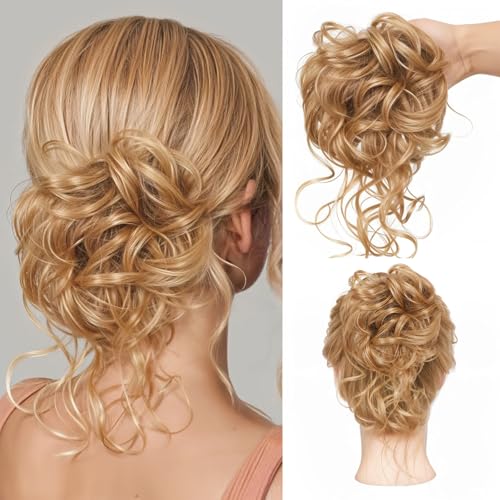 Mtuihfo Messy Dutt Haarteil, Haargummi Mit Haaren Gewelltes Zerzauste Hochsteckfrisur, Falscher Haarknoten Synthetisches Messy Bun Scrunchie Haardutt für Frauen und Mädchen von mtuihfo
