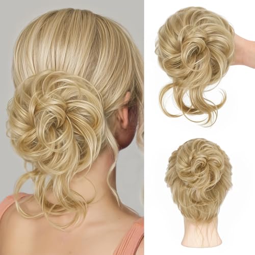 Mtuihfo Messy Dutt Haarteil, Haargummi Mit Haaren Gewelltes Zerzauste Hochsteckfrisur, Falscher Haarknoten Synthetisches Messy Bun Scrunchie Haardutt für Frauen und Mädchen von mtuihfo