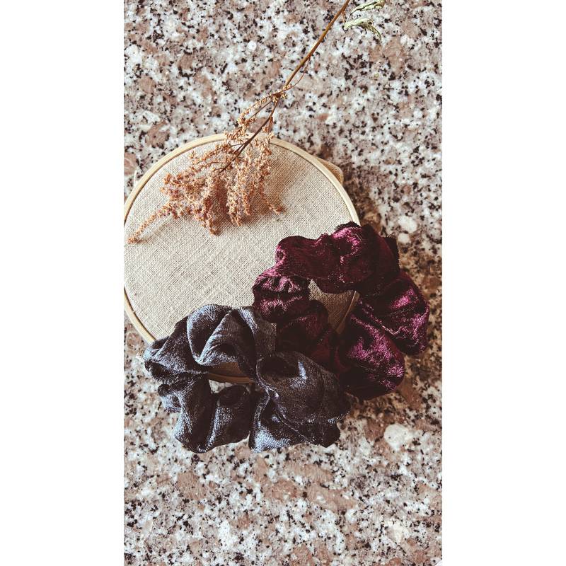 Vintage Scrunchie Aus Samt in Grau Oder Dunkelrot von muBend