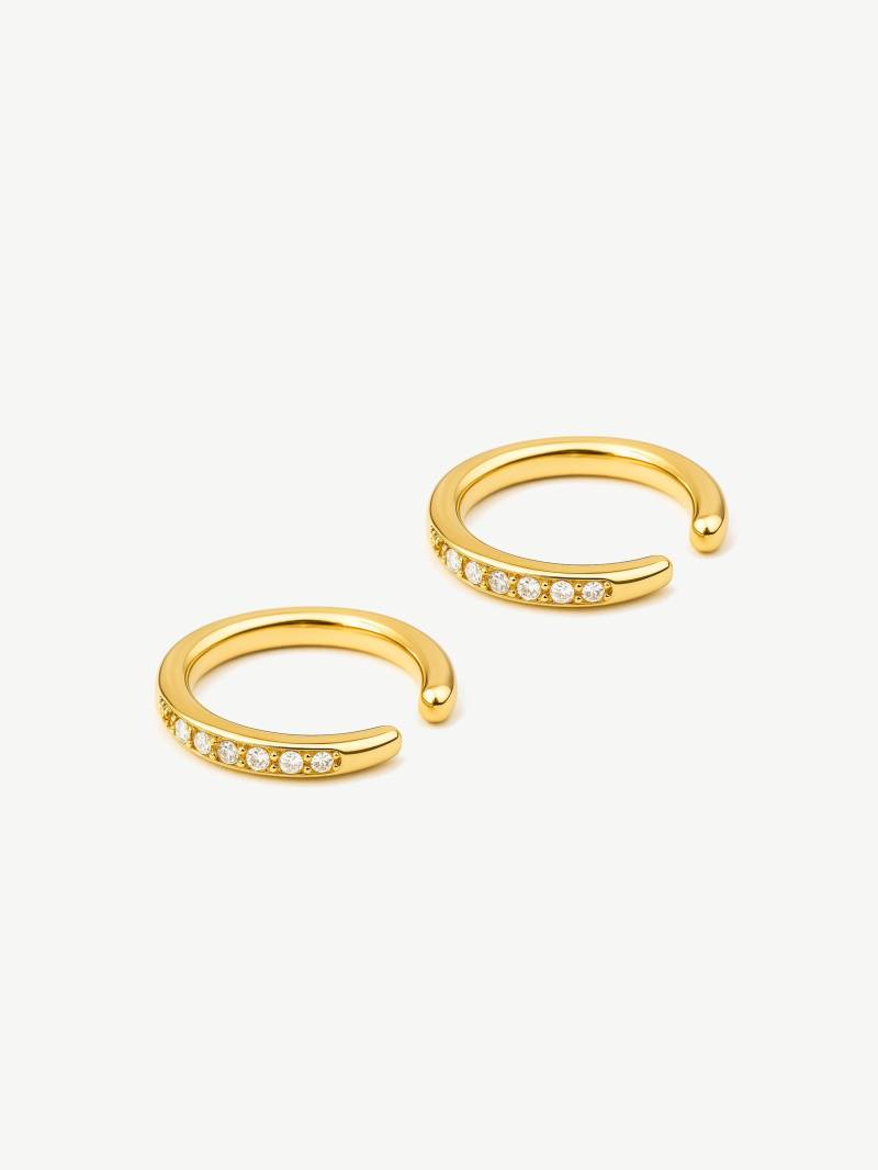 18K Gold Pave Ohrmanschetten Mit Steinen - Geschenk Für Sie Verstellbare Manschetten Hoop Kein Piercing Funkelnde Conch Manschette | Ear Stack von muchv
