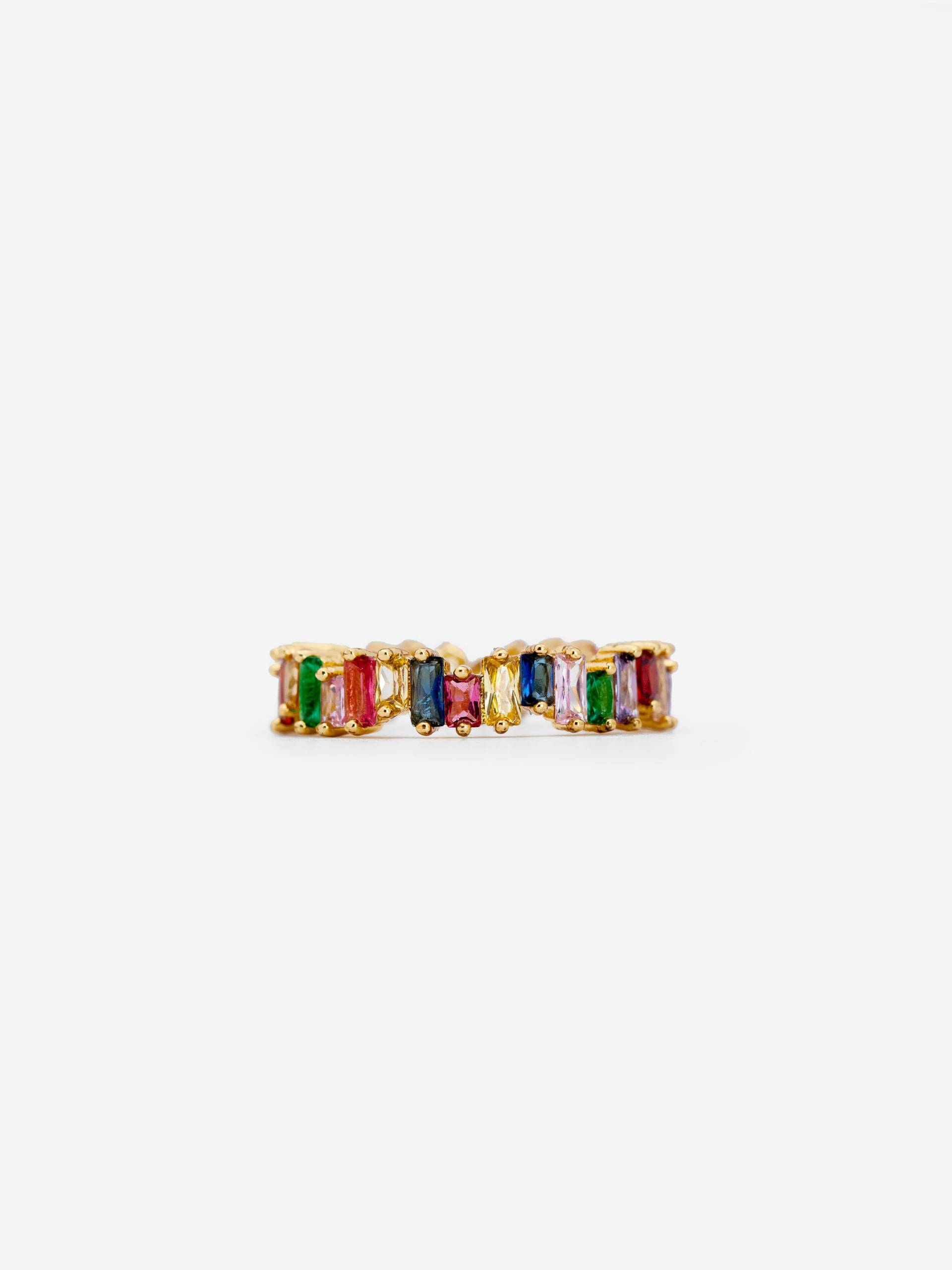 Baguette Regenbogen Ring Von Muchv ∙ Bunter Stein Schmuck, Unregelmäßige Steine Kreativer & Heller Damen Schmuck von muchv