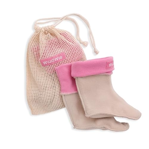 mudme Kinder Stiefelsocken für Gummistiefel – Wärmender Innenschuh aus Frottee & Fleece – Futtereinsatz für Regenstiefel – Gummistiefel Socken – Größe 19–30 - Bubble Gum - S - 14,9-16,4 cm (21-24) von mudme