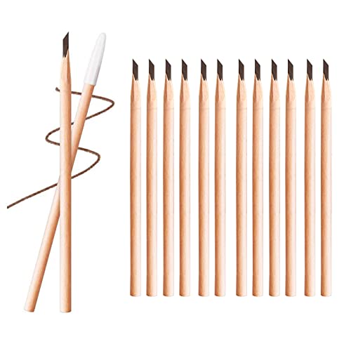 12 Stück Waterproof Wooden Eyebrow Pencil, Wasserfester Dauerhafter Augenbrauenstift, Lang Anhaltende Augenbrauen-Eyeliner-Stift, Nicht verschmierender Augenbrauenstift (Braun) von mugeleen