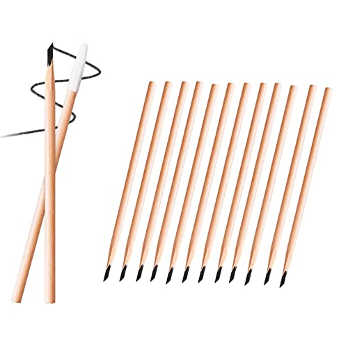 12 Stück Waterproof Wooden Eyebrow Pencil, Wasserfester Dauerhafter Augenbrauenstift, Lang Anhaltende Augenbrauen-Eyeliner-Stift, Nicht verschmierender Augenbrauenstift (Schwarz) von mugeleen