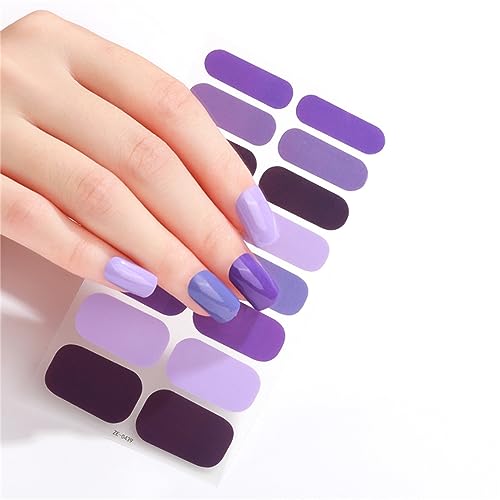 16 Streifen DIY Semicured Gel Nail Sticker Kit, Halbgehärtetes Gel-Nagelaufkleber-Set, Semi Cured Gel Wraps, Modische Gel-Nagelkunst-Aufkleber, für Frauen Mädchen (A) von mugeleen