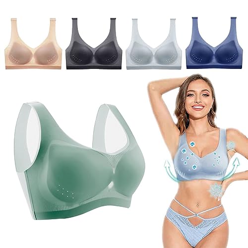 mugeleen PISPARA Ionische Hebe-Korrektur-Lymphvität-Entgiftungs-BH, PISPARA Ion Lifting & Lymphvity Entgiftungs-BH, Kompfort Formung Hebe-Bra, Non-Marking, Abnehmbarer (5XL, Grau) von mugeleen