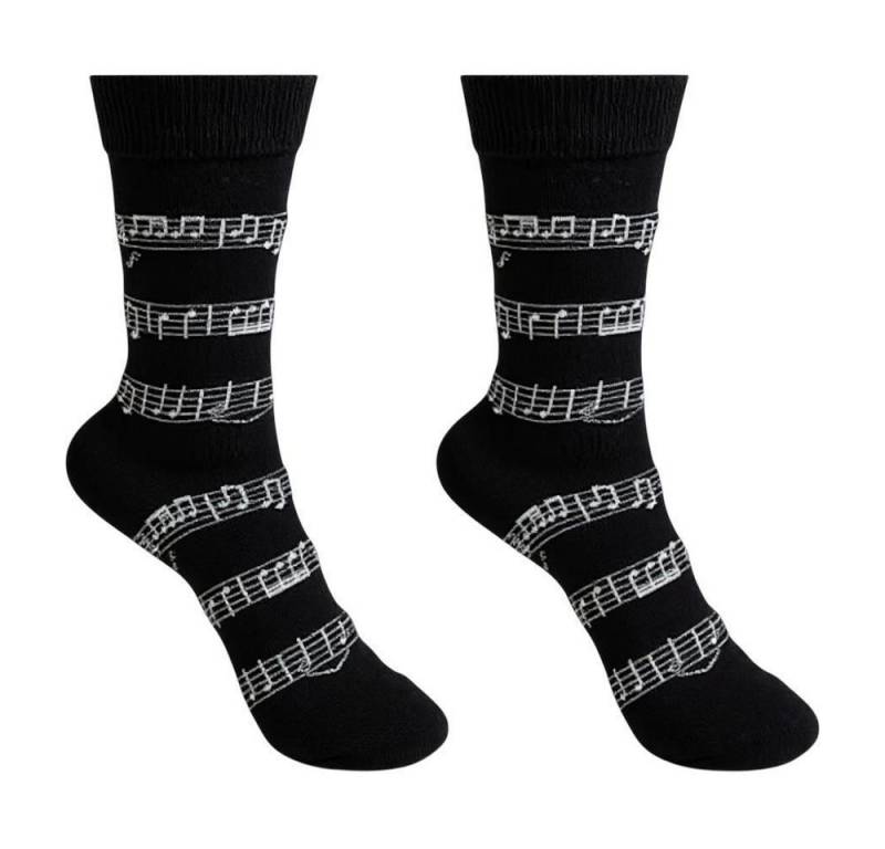 mugesh Freizeitsocken Musik Socken schwarz mit Noten für Musiker von mugesh