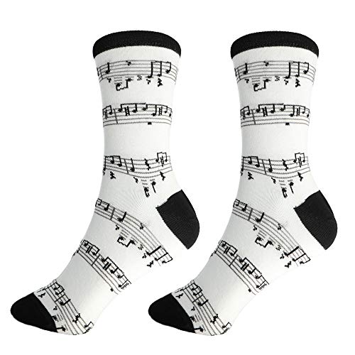 mugesh Musik-Socken weiß mit Notenlinien (27/30) - Schönes Geschenk für Musiker von mugesh