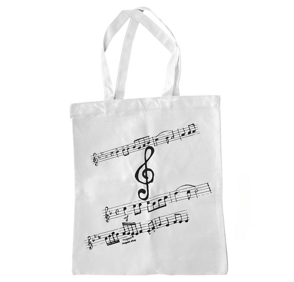 mugesh Tragetasche Jutebeutel Notenschlüssel weiß, für Musiker von mugesh