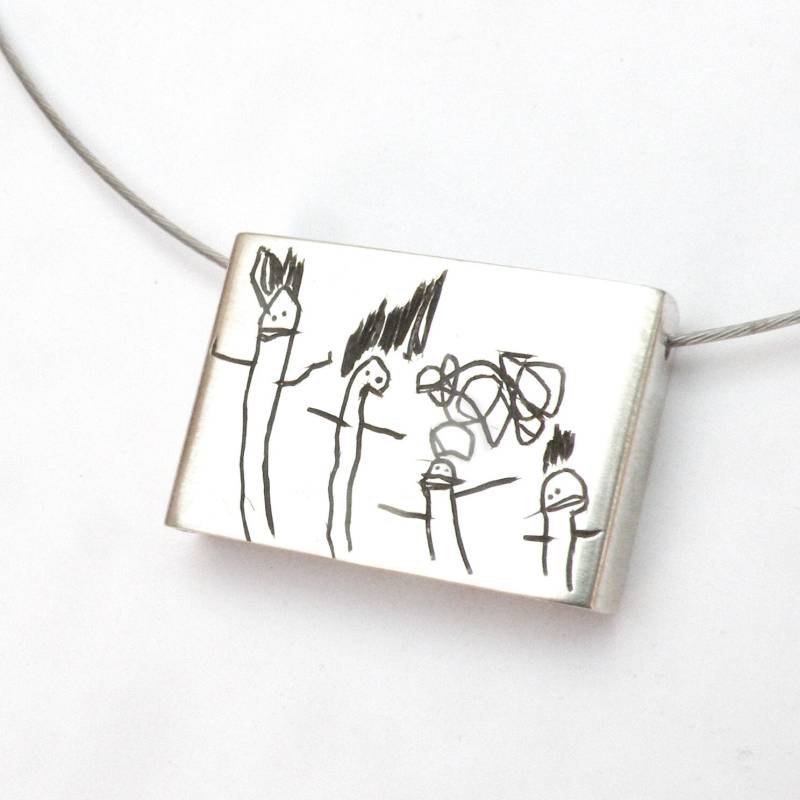Die Zeichnung Ihres Kindes Auf Einem Anhänger - Personalisiert Größere Größe Kinder Kunstwerk Halskette Kind Kunst Geschenk Gekritzel Oma von mujoyas