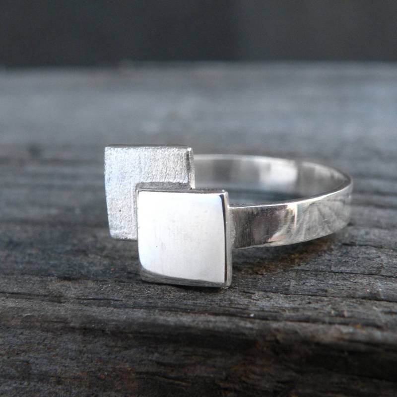Doppelter Eckiger Ring Aus Sterlingsilber von mujoyas