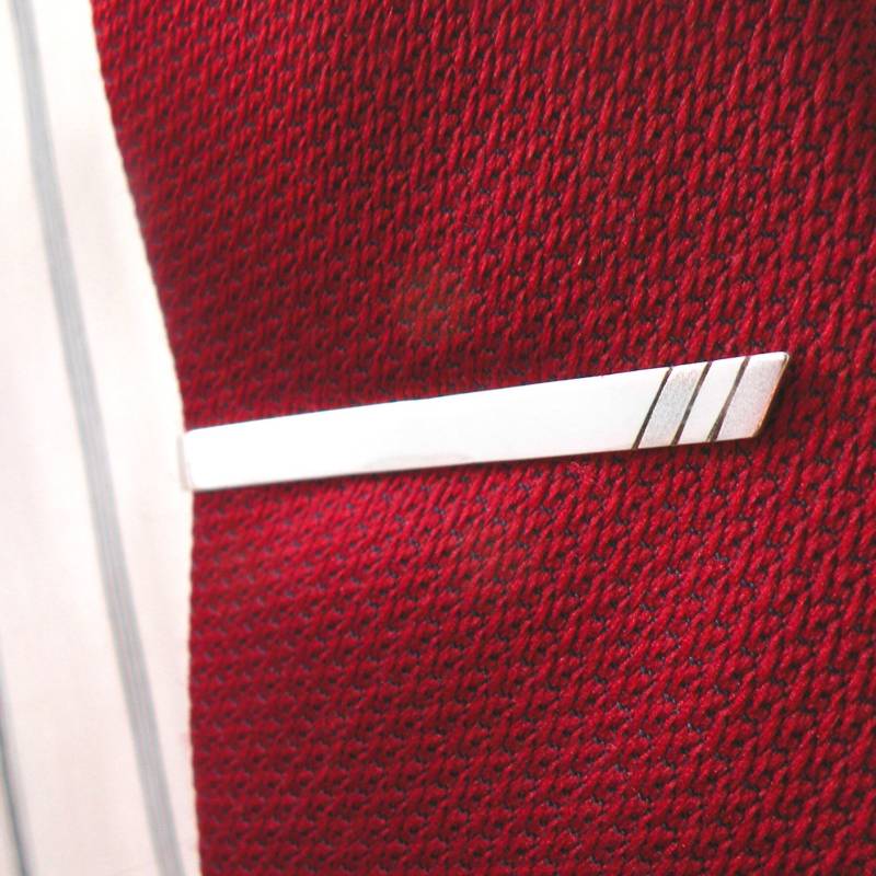 Drei Linien Krawattenklammer - Sterlingsilber von mujoyas