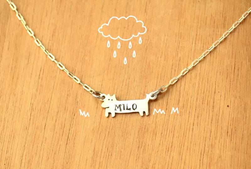 Hund Mit Name Gestempelt-Halskette Kette-Personalisierte Haustier-sterling Silber-Tier Anhänger von mujoyas