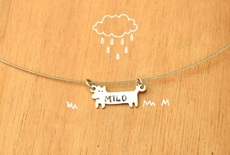 Hund Mit Name Gestempelt-Personalisierte Haustier Halskette-sterling Silber-Tier Anhänger von mujoyas