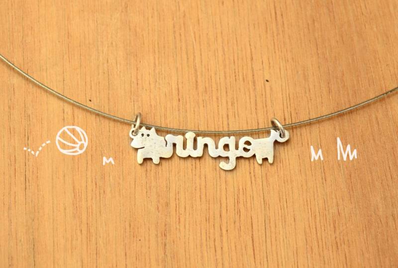 Hund Mit Namen -Personalisierte Haustier Halskette-sterling Silber-Tier Anhänger von mujoyas