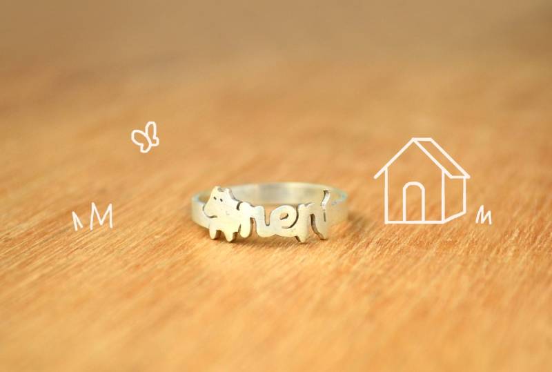 Hundering Mit Namen - Sterlingsilber Geschenk Für Hundeliebhaber Hübscher, Zarter Hund von mujoyas