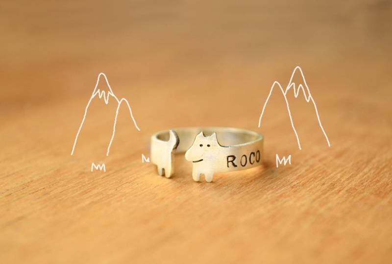 Hundering Mit Namensstempel - Sterlingsilber Geschenk Für Hundeliebhaber Schöner Hund von mujoyas