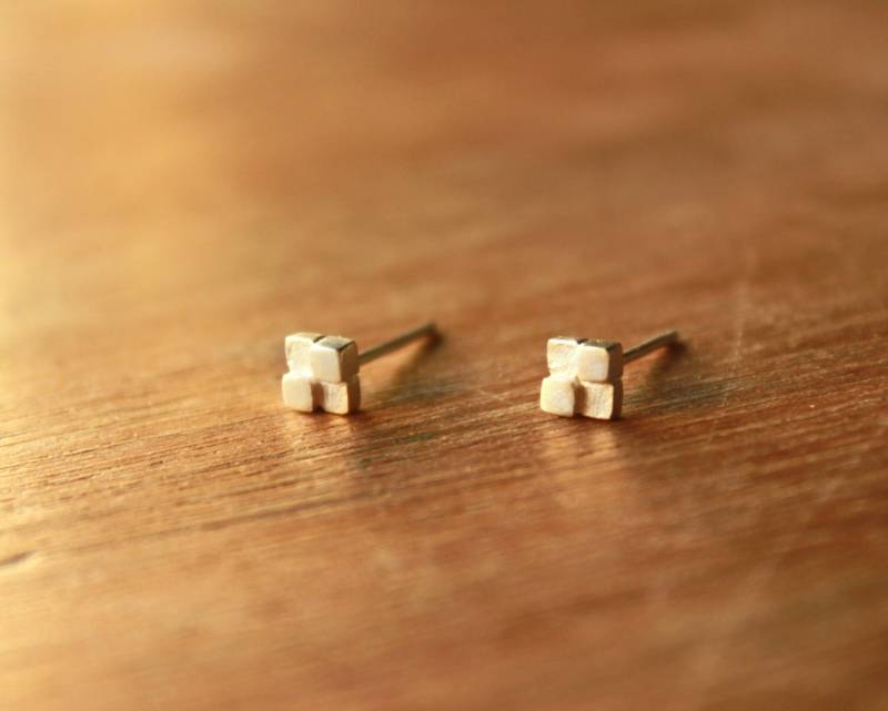 Kleine Block Ohrringe Aus Sterling Silber von mujoyas