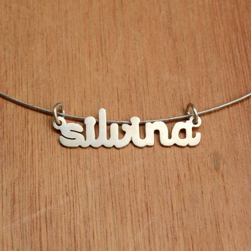 Name Halskette - Anhänger -sterling Silber Personalisierter -Wort von mujoyas