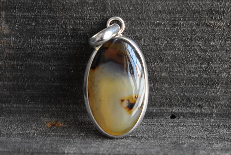 Aaa Qualität Natürlicher Montana Achat Anhänger, 925Er Silber Anhänger, Montana Anhänger, Achat Anhänger, Ovaler Form Anhänger, Edelstein Anhänger von muktijewels