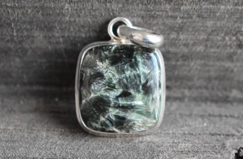 Aaa Qualität Natürlicher Seraphinit Anhänger, 925 Silber Anhänger, Seraphinit Kette, Edelstein Anhänger, Edelstein Anhänger von muktijewels