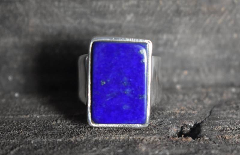 Natürlicher Lapis Ring, Lapis Lazuli Ring, 925 Silberring, Lapis Ring, Herrenring, Ovale Form Ring von muktijewels