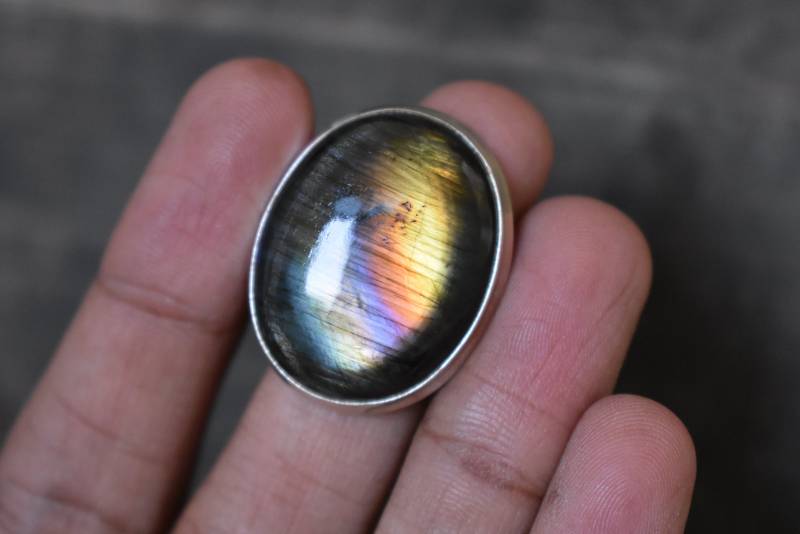 Regenbogen Labradorit Ring, Regenbogen Ring, 925 Silber Ring, Lila Ring, Labradorit Ring von muktijewels