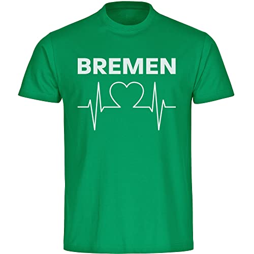 multifanshop Herren T-Shirt - Bremen - Herzschlag - Druck weiß - Männer Größe XL grün von multifanshop