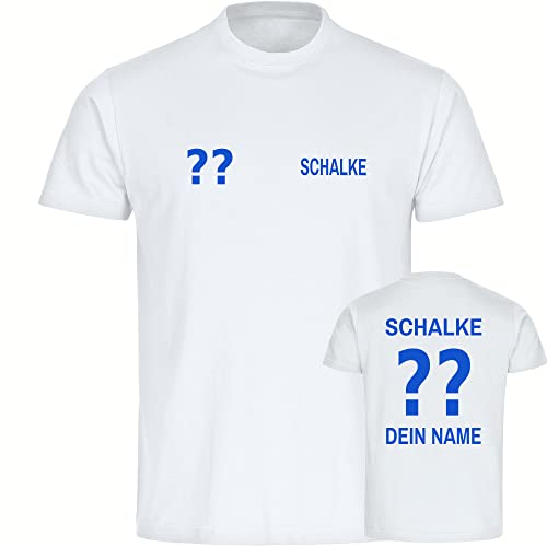 multifanshop® Herren T-Shirt - Schalke - Trikot mit Namen und Nummer - Druck blau - Bedruckung Männer Fanartikel - Größe L weiß von multifanshop