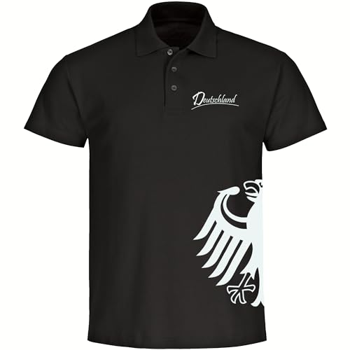 multifanshop Poloshirt - Deutschland - Adler seitlich - Druck weiß - Polo Größe 3XL schwarz von multifanshop